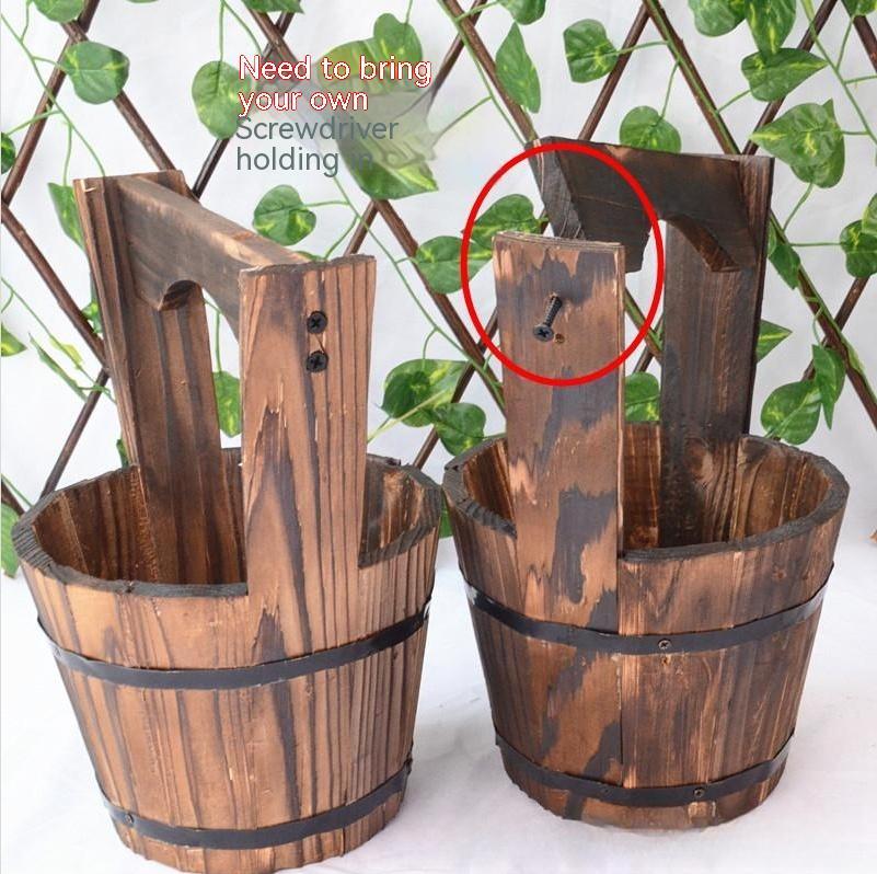 Horticultural Carbonization Anti-corrosion Wooden Succulent Flower Pots