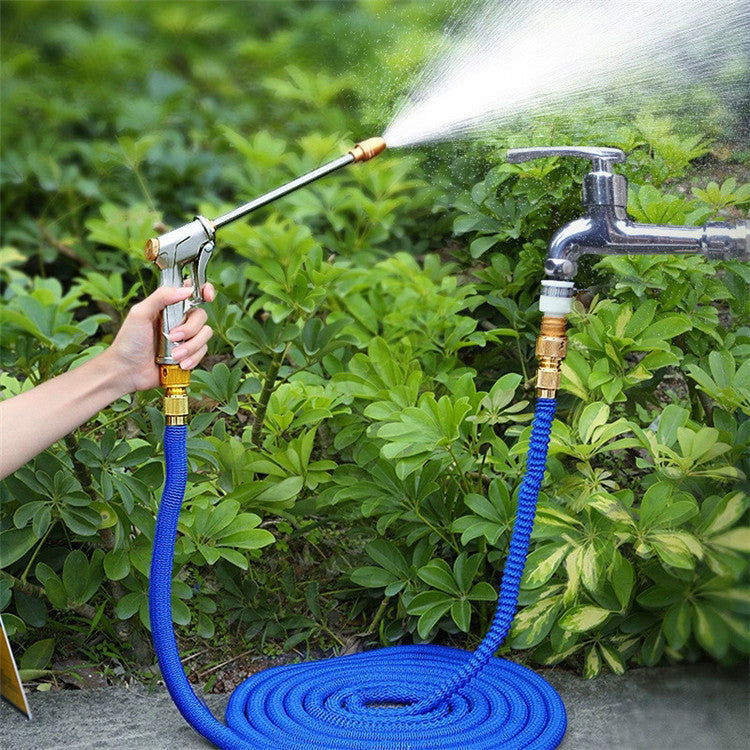 Garden Hose Telescopic Magic Hose Plastic Flexible Car Wash Hose Metal Spray Gun Outdoor Garden Watering