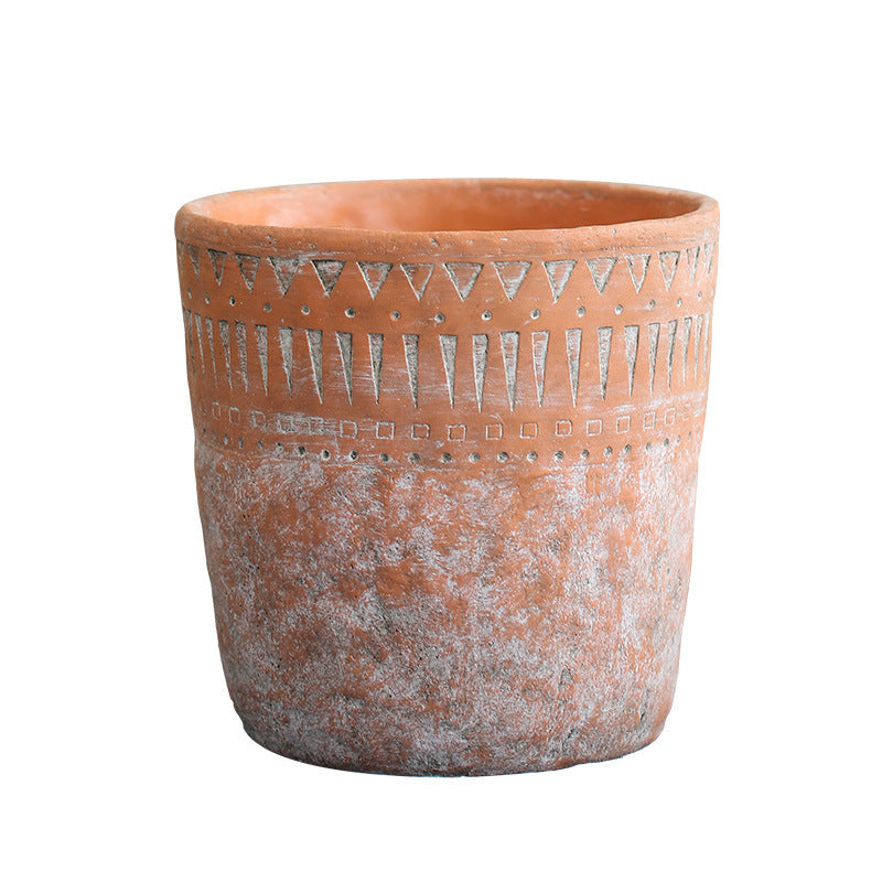 African earthenware cultivation in vintage terracotta pots