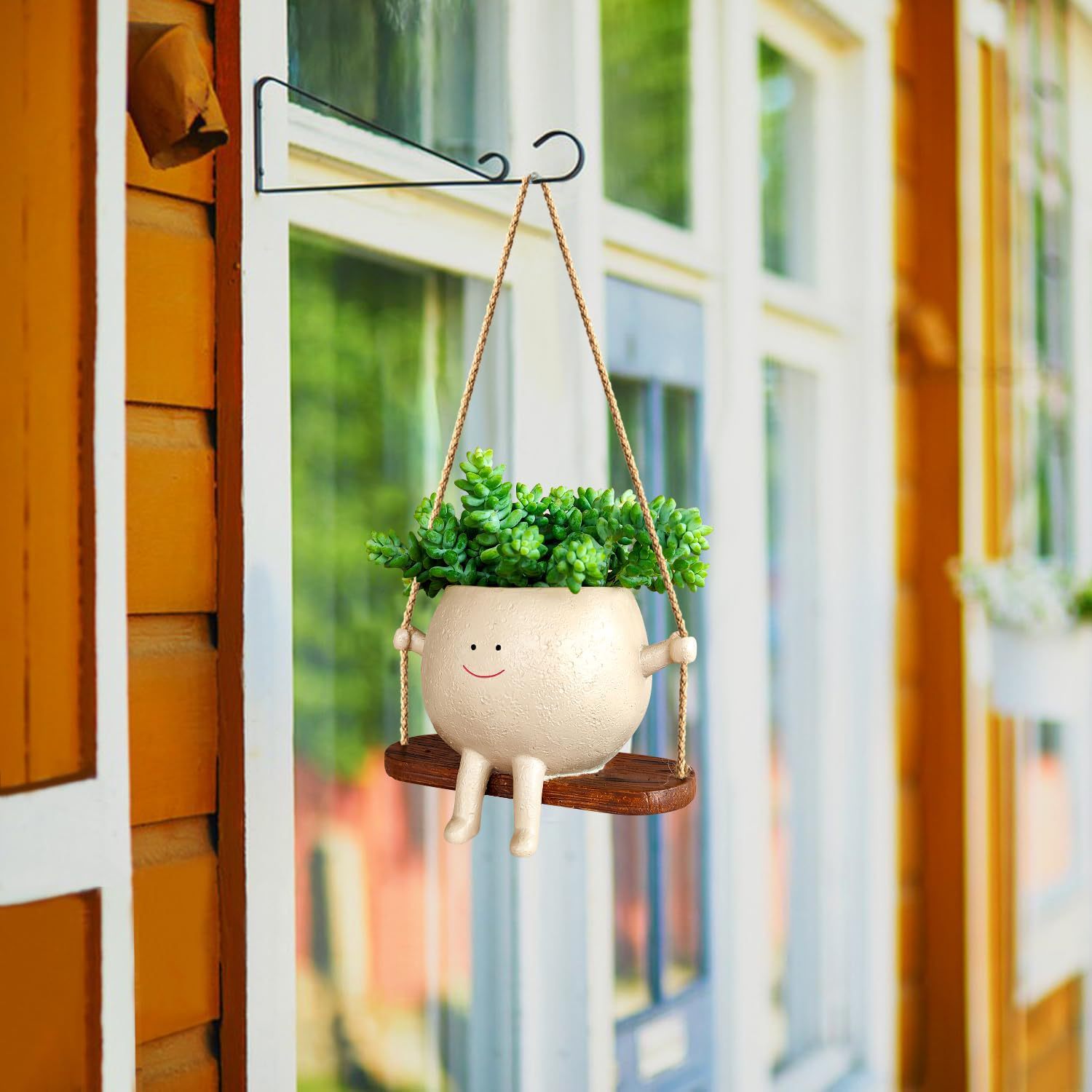 hanging plant holders for balcony Plant Hanger Baskets Lovely Swing Face Planter Pot Succulent Flower Po – Garden Green Land