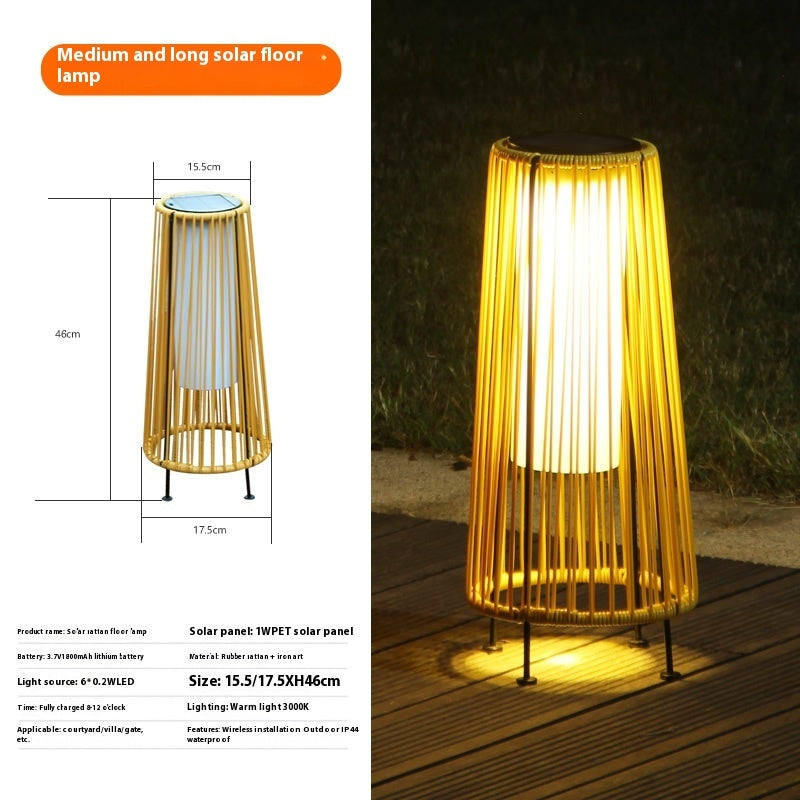 Solar Garden Lamp Rattan Floor Garden Ambience Light