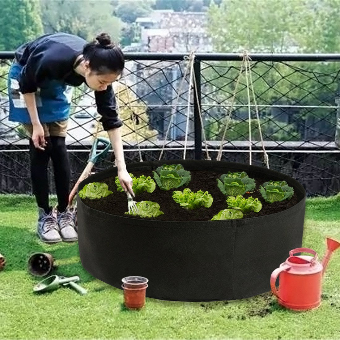 Garden Raised Bed Round Planting Container Grow Bags Fabric Planter Pot For Plants Nursery Pot