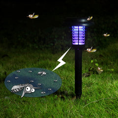 Solar Led Rechargeable Anti-Mosquito Lamp Electronic Fly Bug Zapper Insect Pest  Uv Trap Outdoor Garden Lawn Lamp